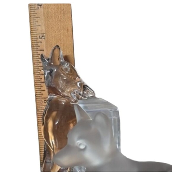 VTG Lenox 1994 Frosted & Clear Crystal Wolves Figurine Set – Howling & Resting - Picture 9 of 11